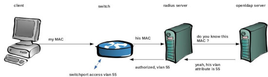 MAC Authentication Bypass avec freeradius et openldap, avec assignation automatique de VLAN (mac to vlan)